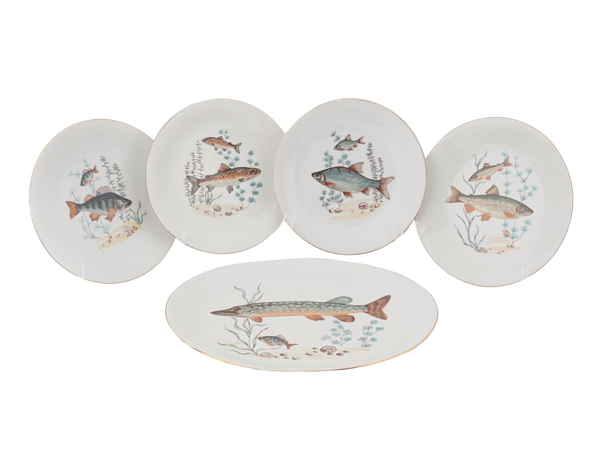 VINTAGE POLISH CMIELOW PORCELAIN FISH SERVEWARE PIC-0